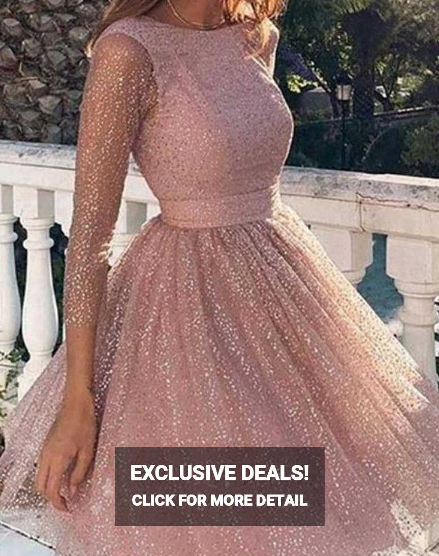 Pink Sparkling Cocktail Dress