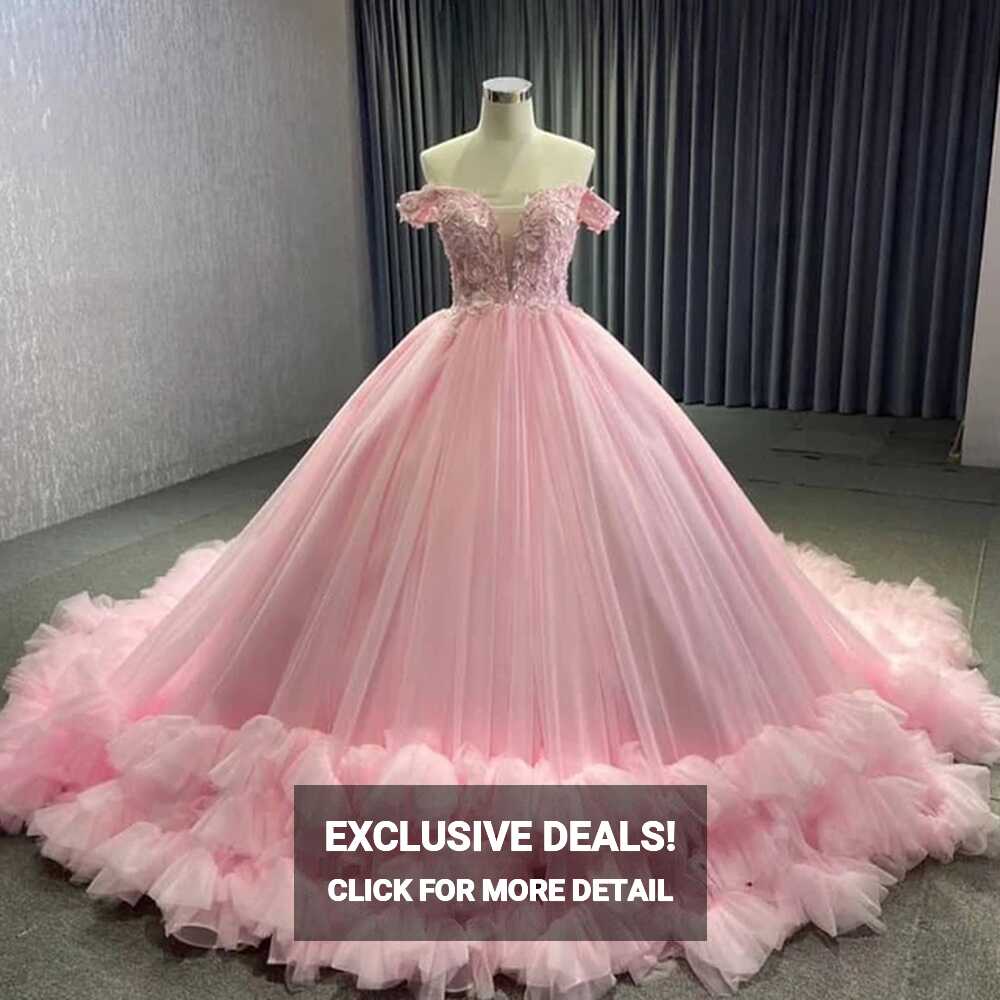 Pink Sweetheart Tulle Ball Gown 15 Year Old Quinceanera Dresses ...