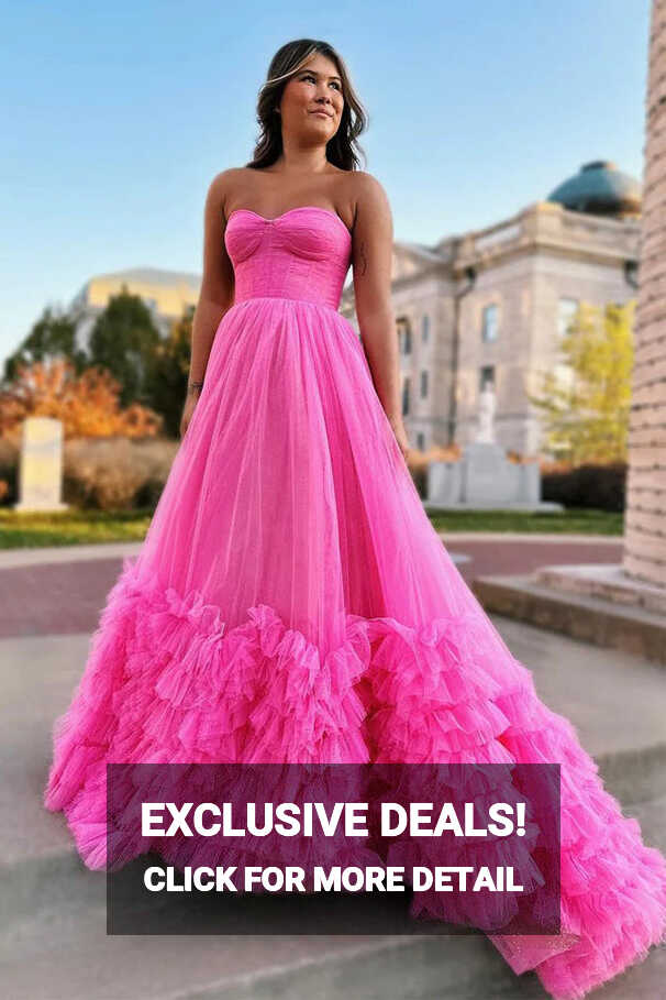 Pink Sweetheart Tulle Long Prom Dresses Princess Dresses PSK475 ...