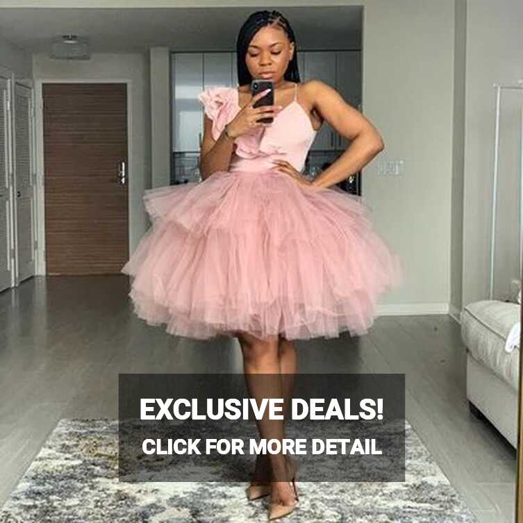 Pink Tulle Cocktail Dresses Elegant Formal Party Dress A-Line ...