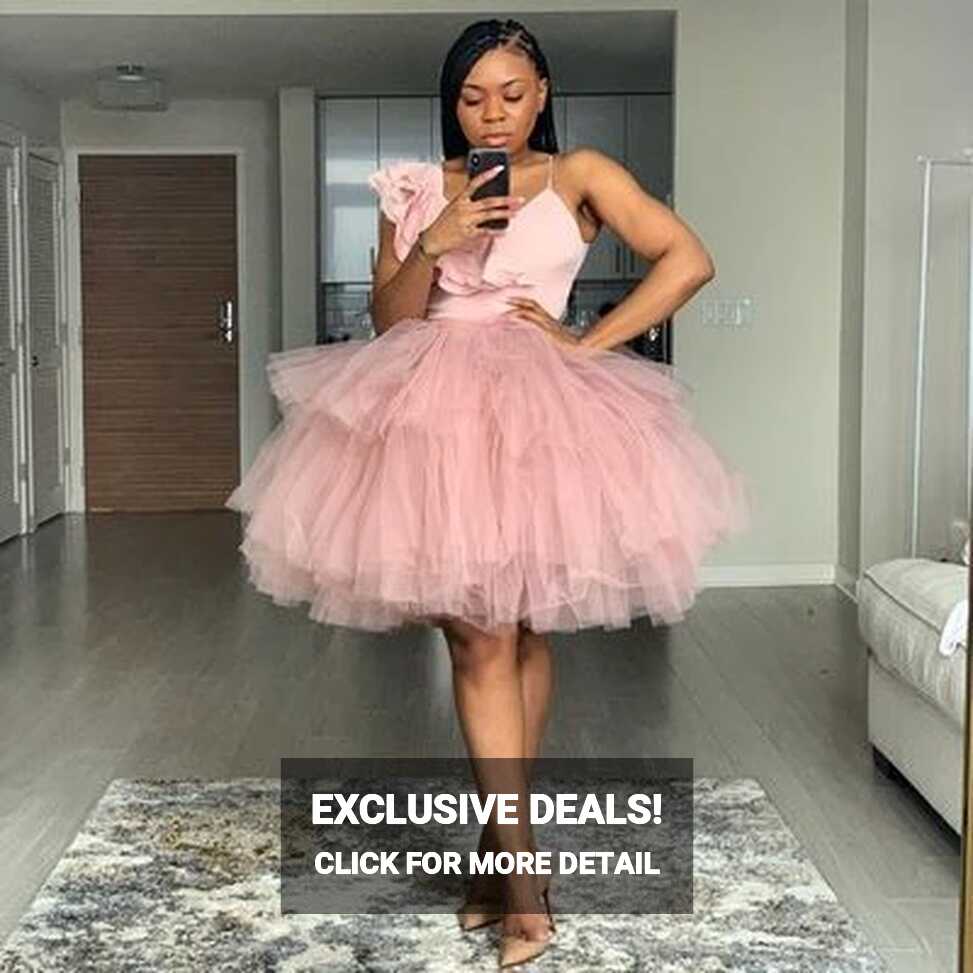 Pink Tulle Cocktail Dresses Elegant Formal Party Dress A-line ...