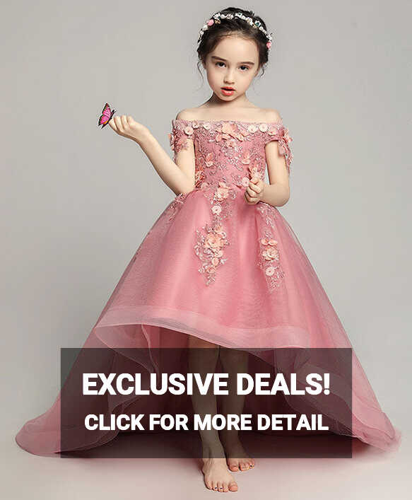 Pink Tulle Lace Flower Girl Dress, Cute Girls Dress – shopluu