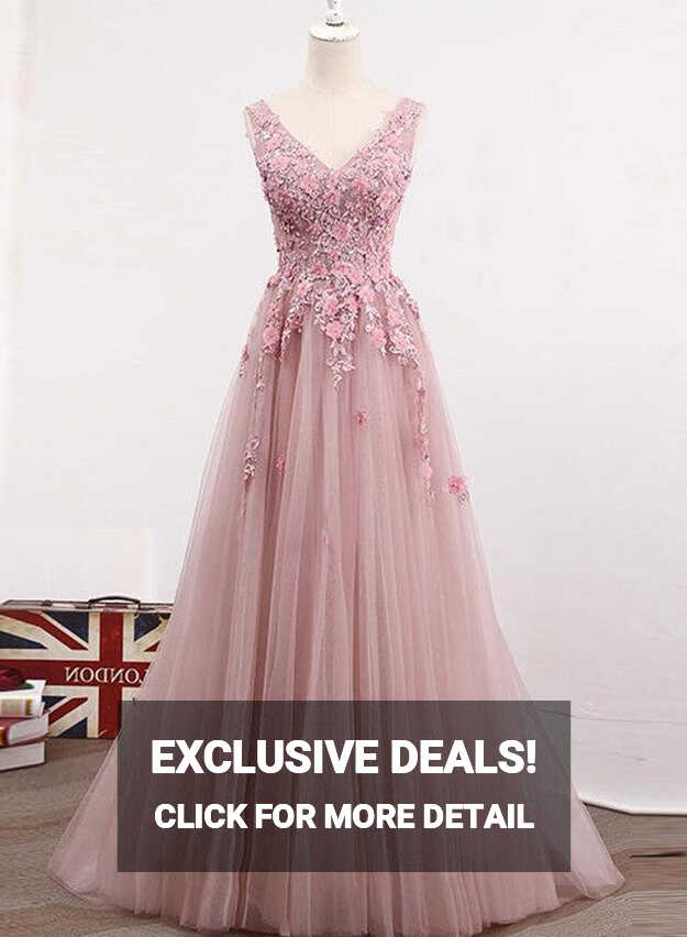 Pink Tulle Long Simple Formal Dress, Light Pink Gowns, Junior Prom ...