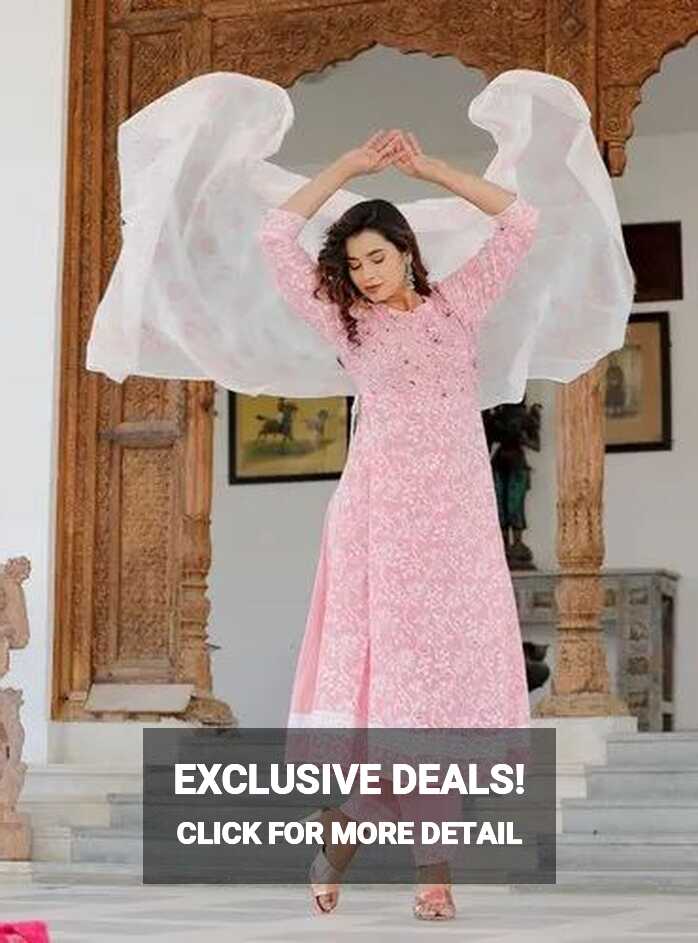 Pink White Cotton Anarkali Suit, Machine wash at Rs 1150 in Jaipur ...