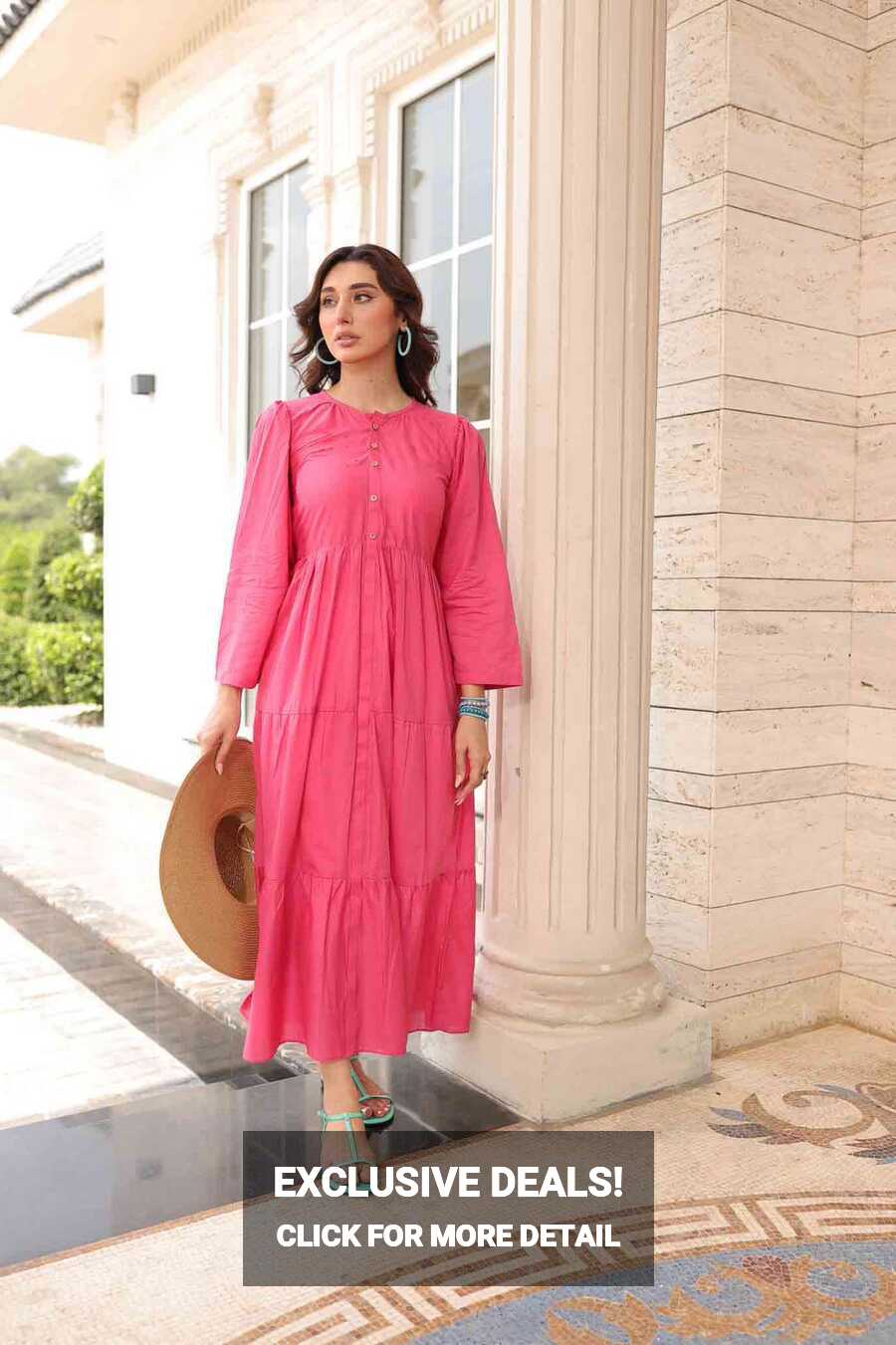 Plain Maxi Dress -Pinky – Silayi Pret