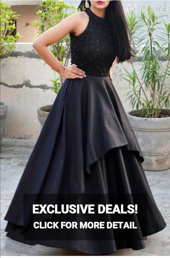 Plain Party Wear Black Gown, without sleeves at Rs 3299 in ...