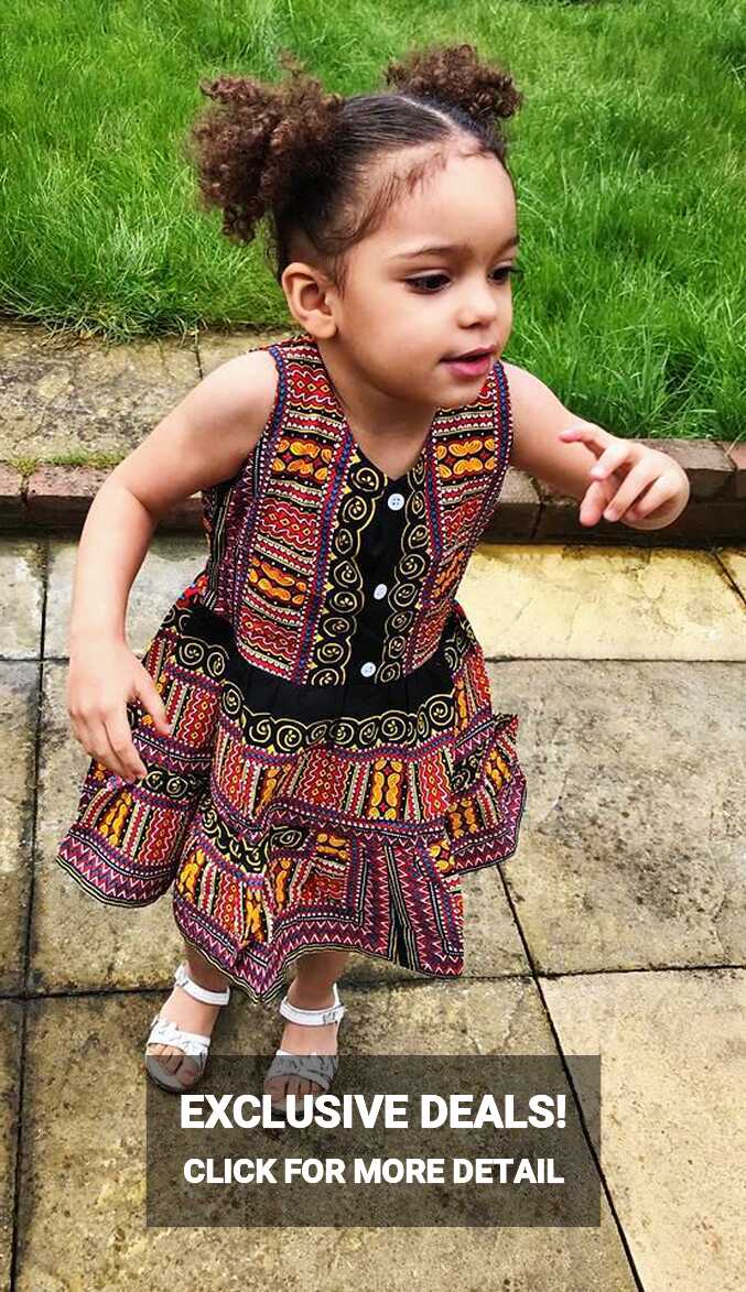 Plum Pink &amp; Black Dashiki Summer Party Dress Size 3-4 years ...