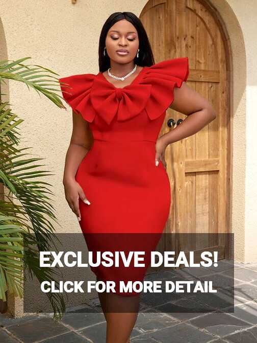 Plus Big Bow Front Ruffle Trim Bodycon Dress for Sale New Zealand ...