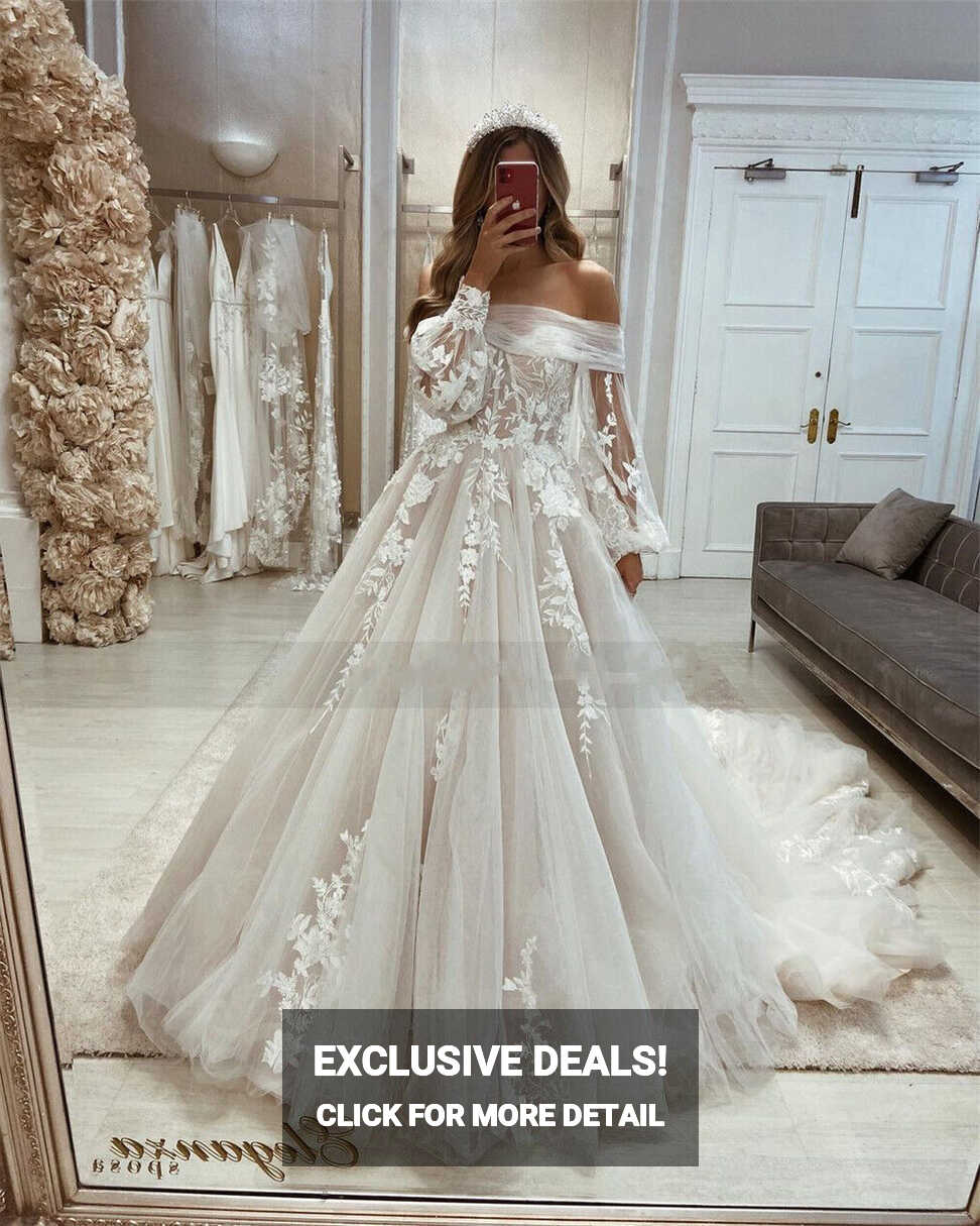 Plus Size Boho Wedding Dresses Off the Shoulder Long Sleeves A ...