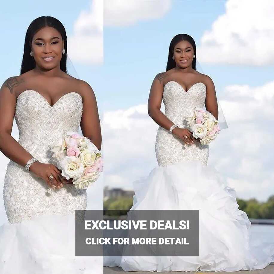 Plus Size Crystals Beaded Nigerian African Mermaid Wedding Dresses ...