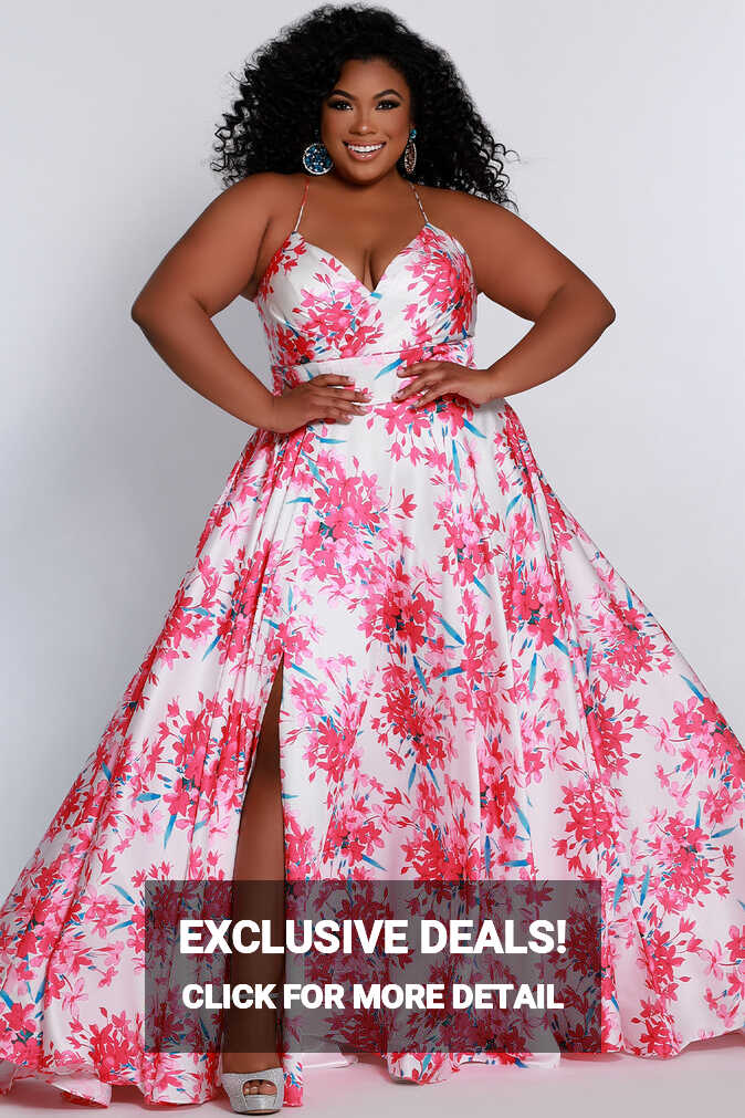 Plus Size Formal Sweetheart Neckline Floral Maxi Dress – Sydney&#39;s ...