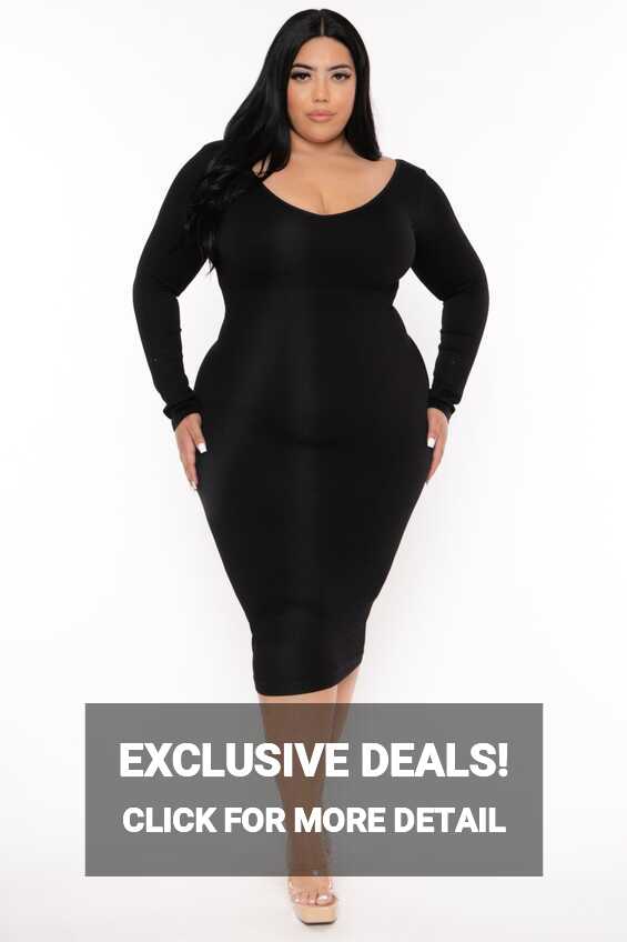 Plus Size Little Black Snatched Dress - Black – Curvy Sense