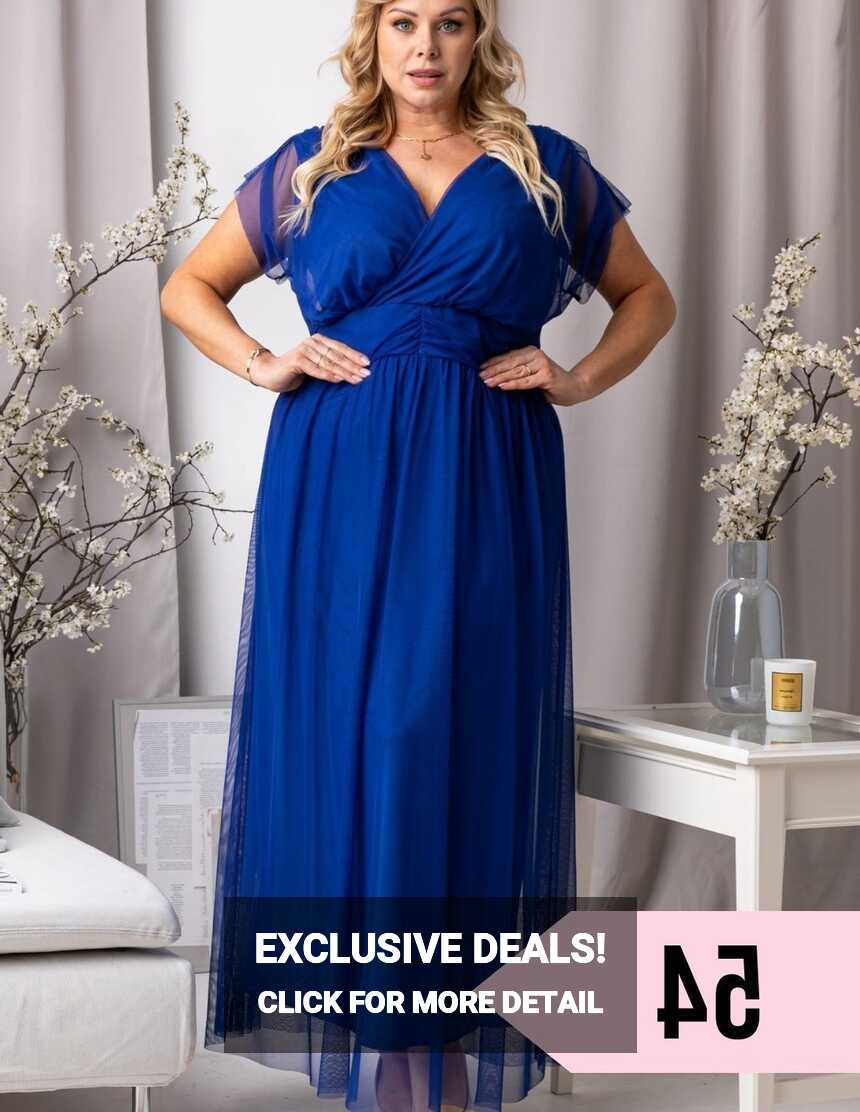 Plus Size Maxi Dress Elegant Plissettato with V-neck - MANUELA ...