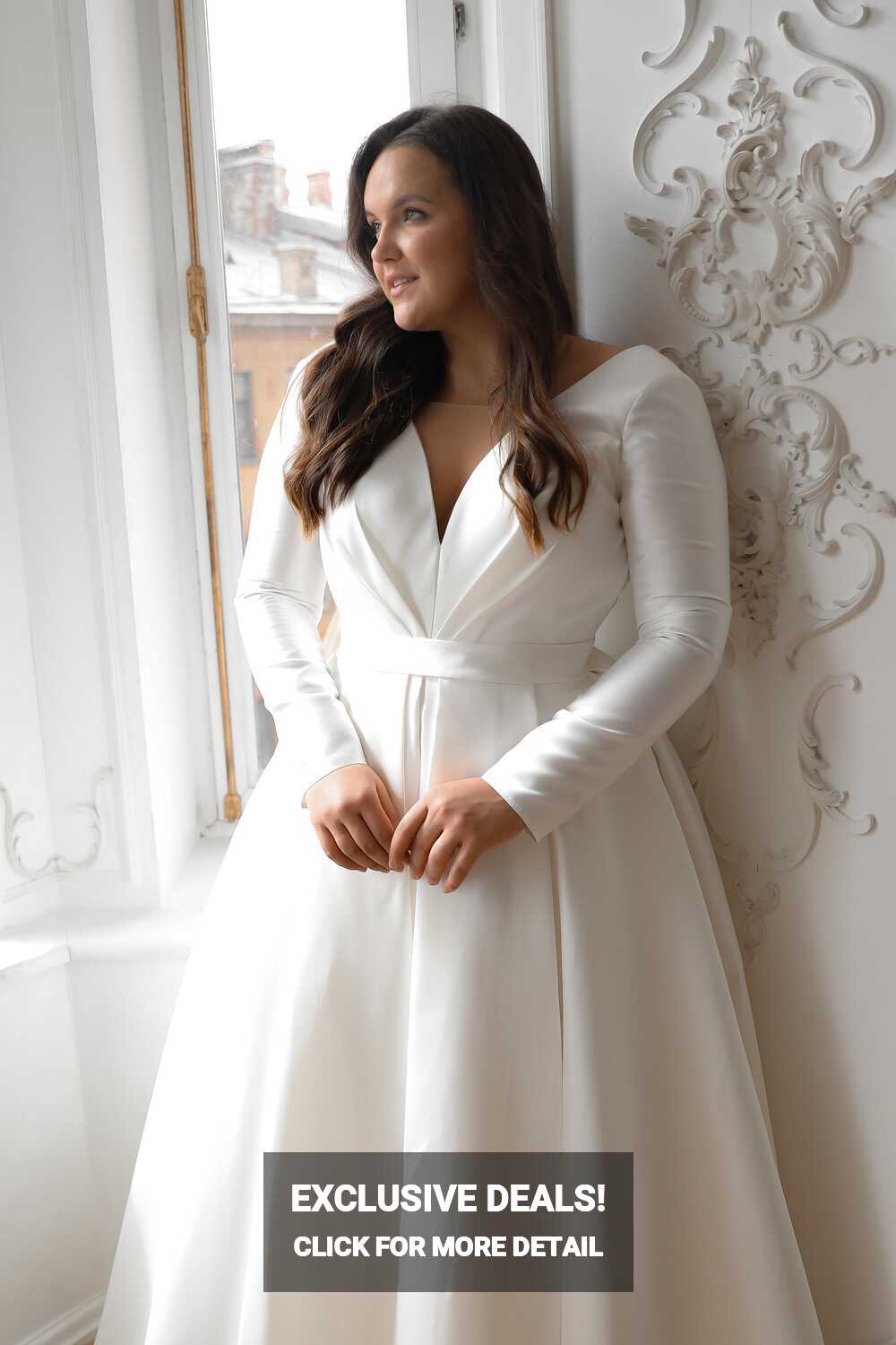 Plus-Size Mikado Wedding Dress Ester With Sleeves | Shop Olivia ...