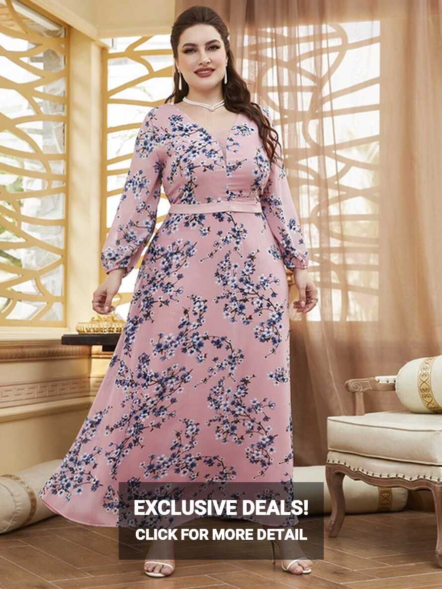 Plus Size Party Dresses Women | Plus Size Long Pink Dress ...