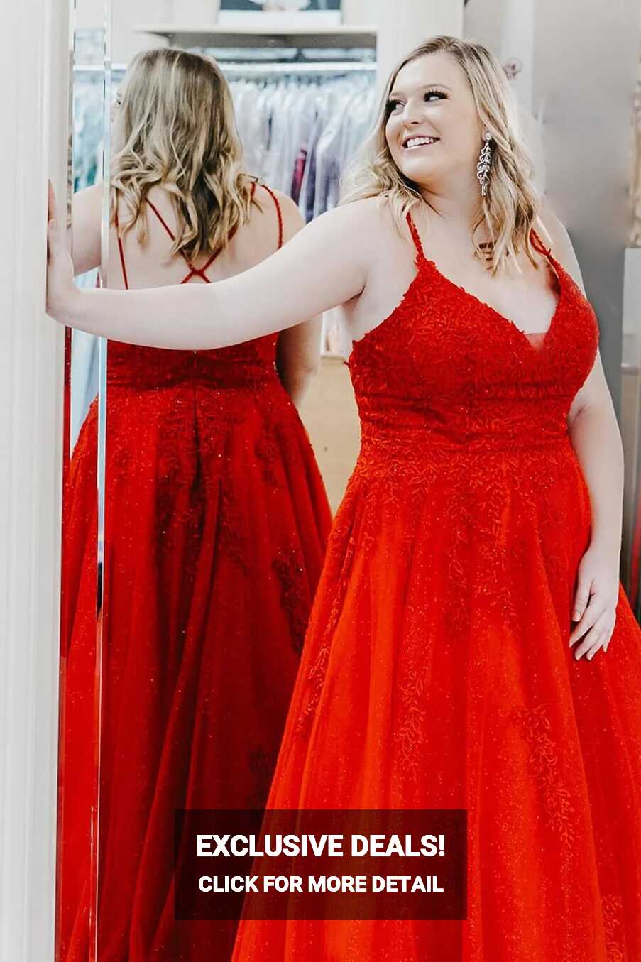 Plus Size Red Lace Prom Dresses 2024 Sleeveless Long with Applique ...