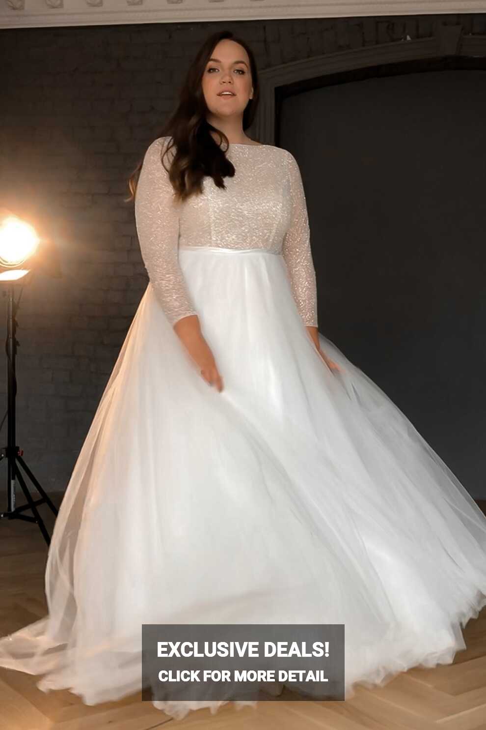 Plus Size Wedding Dress Missuri with Long Sleeves – Olivia Bottega