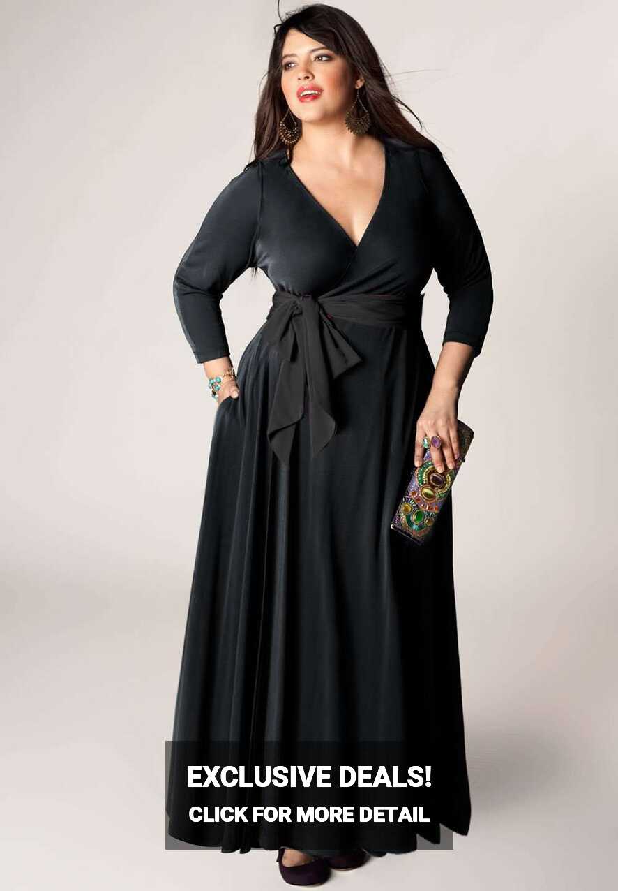 Plus size wrap black dress | IGIGI.com