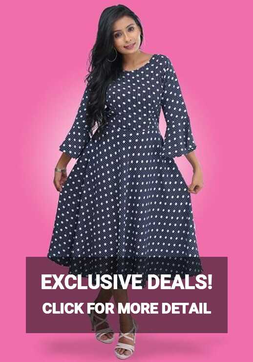 Polka Designed Round Necked Short Frock with Bell Sleeves-SunMart ...