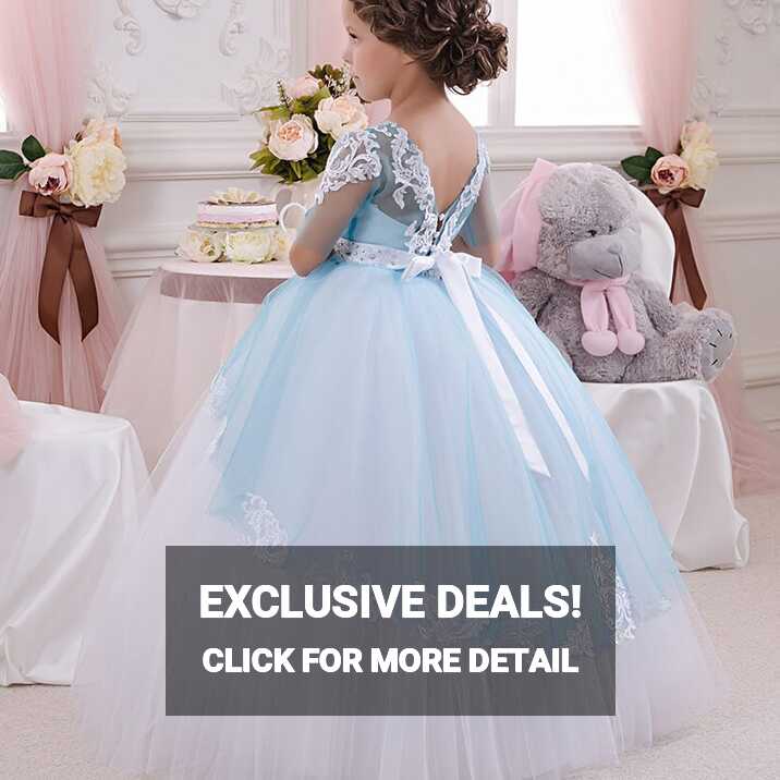 Powder Blue Ball Gown Flower Girl Dress