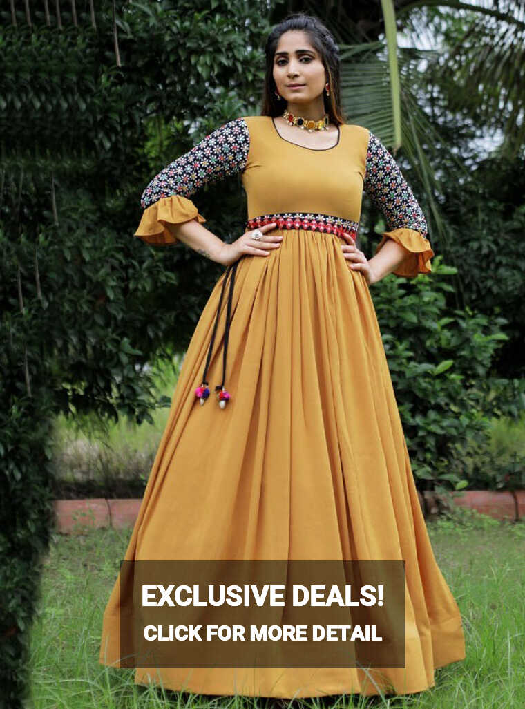 Pretty Designer Party Wear Yellow Gown | Latest Kurti Designs