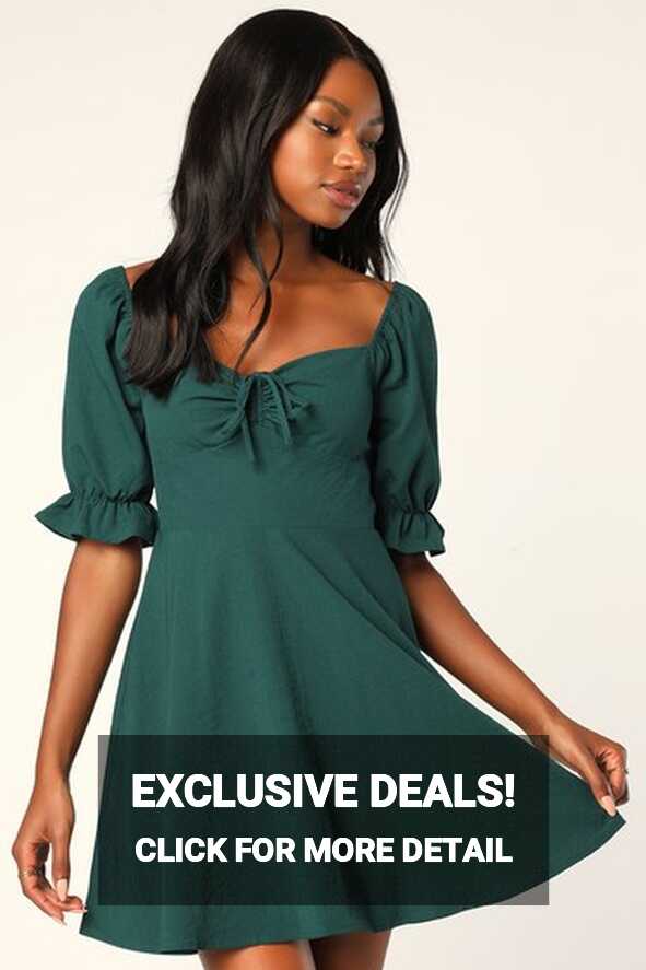 Pretty Puff Sleeve Dress - Green Mini Dress - Casual Day Dress - Lulus