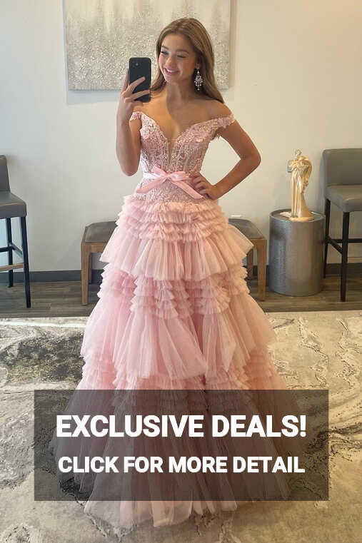 Princess A Line Off the Shoulder Light Pink Long Prom Dress with ...