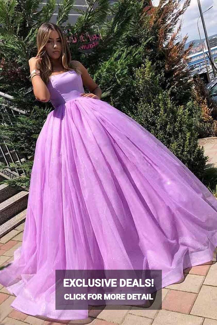 Princess Ball Gown Lilac Straps Long Prom Formal Dress – Pgmdress