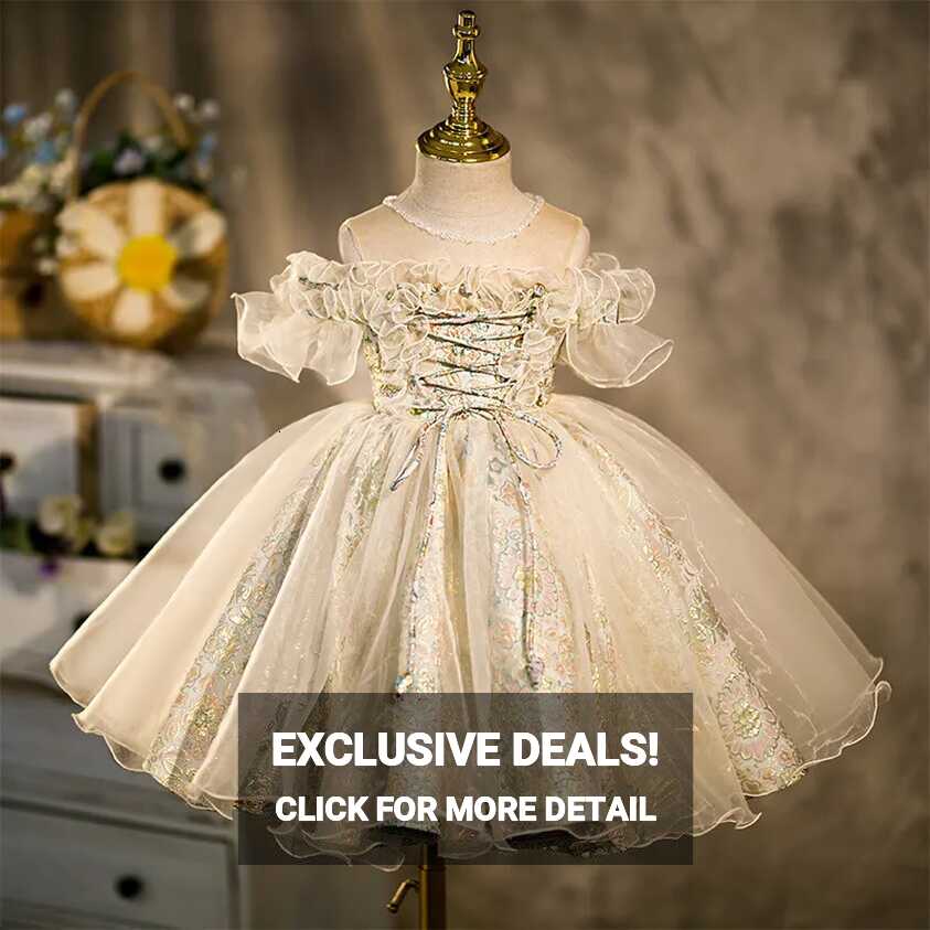 Princess Ballgown Style Dress With Beads Lace For Infant Girls ...