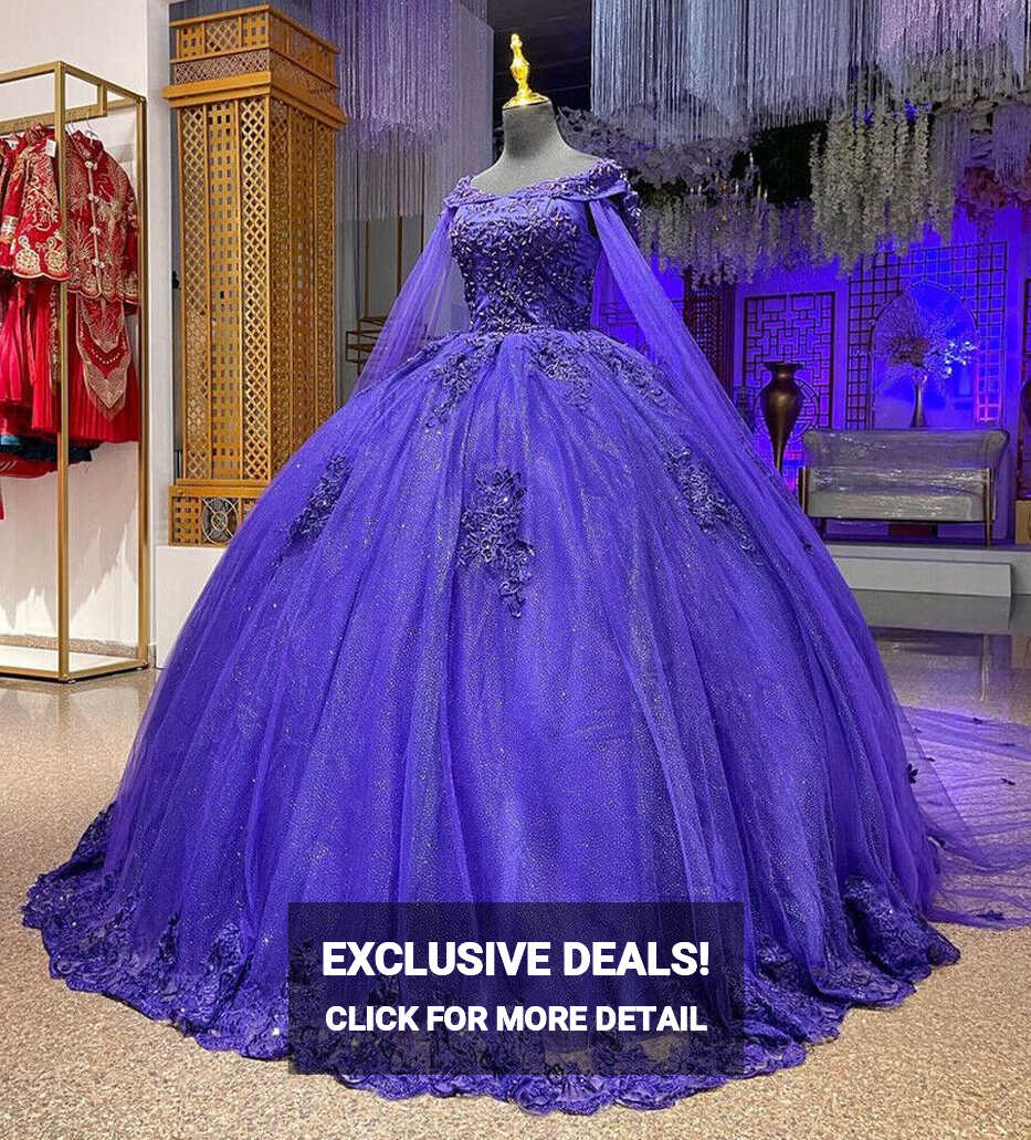 Princess Dark Purple Quinceanera Dresses with Cape Sweet 15 16 ...