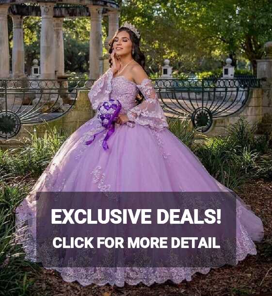 Princess Lavender V Neck Lace Up Ball Gown Lace Long Sleeves ...