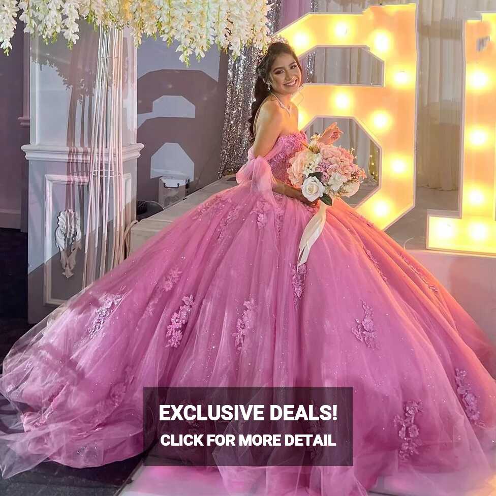 Princess Pink Quinceanera Dresses Sweet 16 15 Off Shoulder Party ...