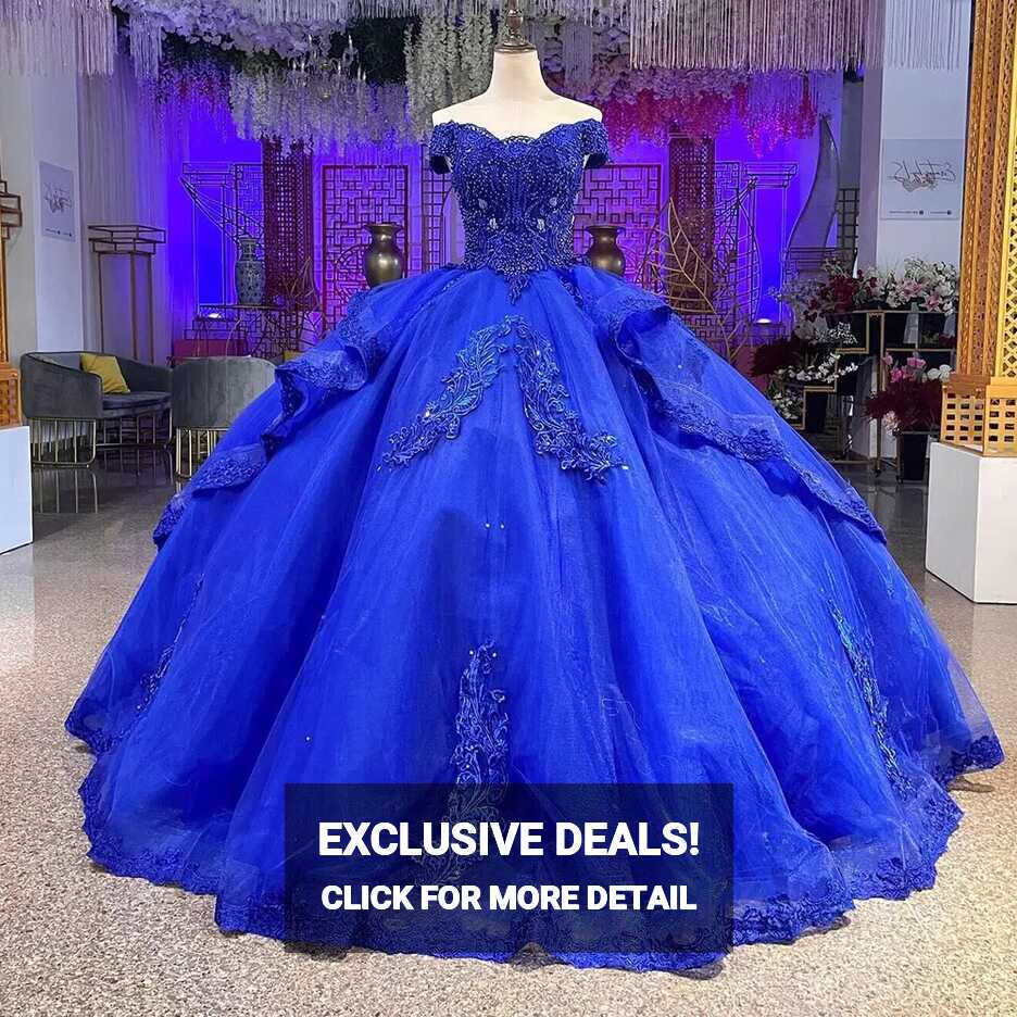 Princess Quinceanera Dresses Ball Gowns Beaded Off Shoulder Sweet ...