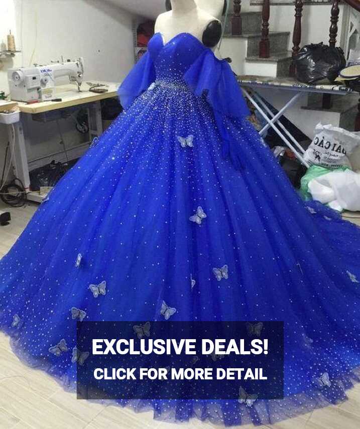 Princess Royal Blue Quinceanera Dresses 2024 Sweetheart Beaded ...