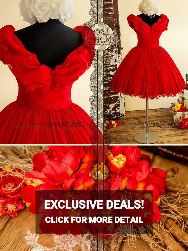 Princess Short Red Dress With off Shoulder Bounced Top and Puffy ...