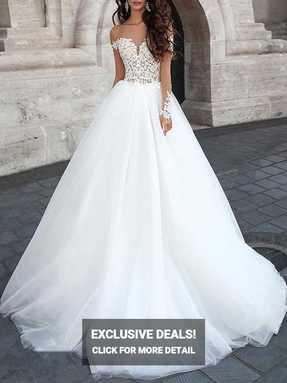 Princess Wedding Dress 2021 Ball Gown Sweetheart Neck Long Sleeves ...