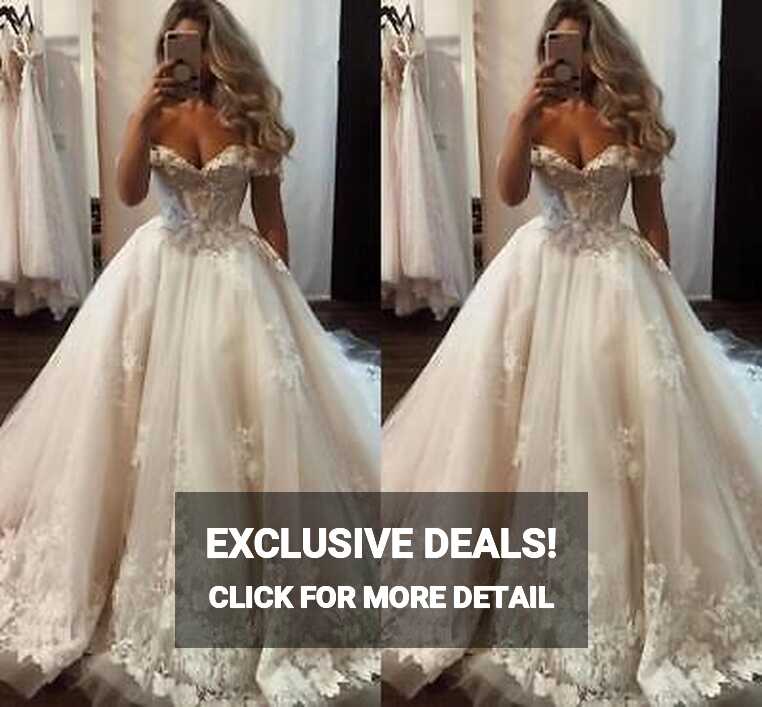 Princess Wedding Dresses Off Shoulder Lace Applique Corset Plus ...