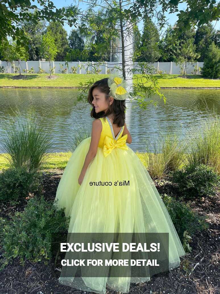 Princess gown, yellow ball gown, baby dress, full length gown ...