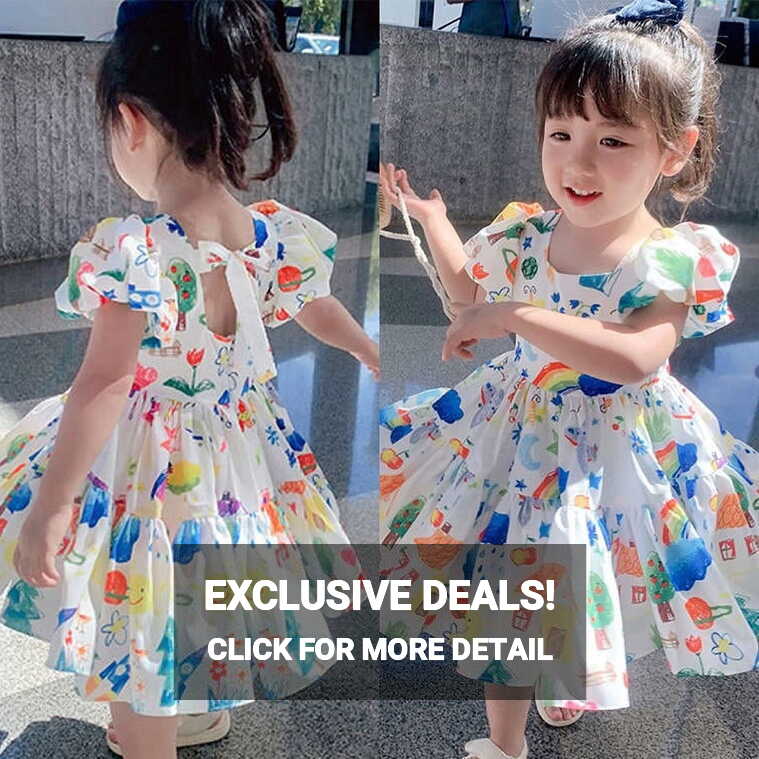 Printed Baby Girl Dresses Summer Casual Kids Wears Little Girl ...