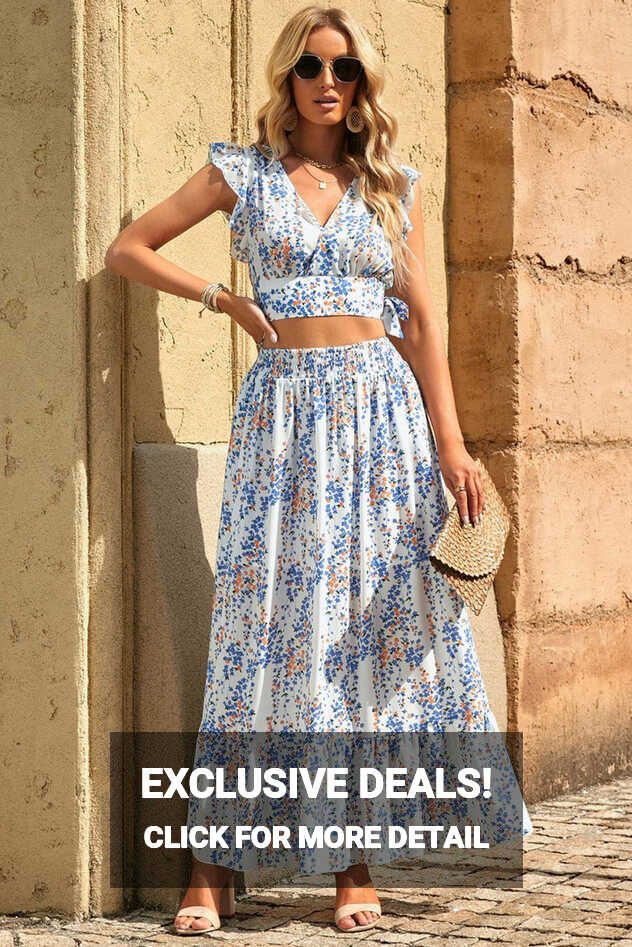 Printed Tie Back Cropped Top and Maxi Skirt Set – Blissful Lane