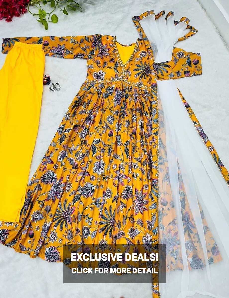 Printed Yellow New Summer special party wear Dress, Handwash at ...