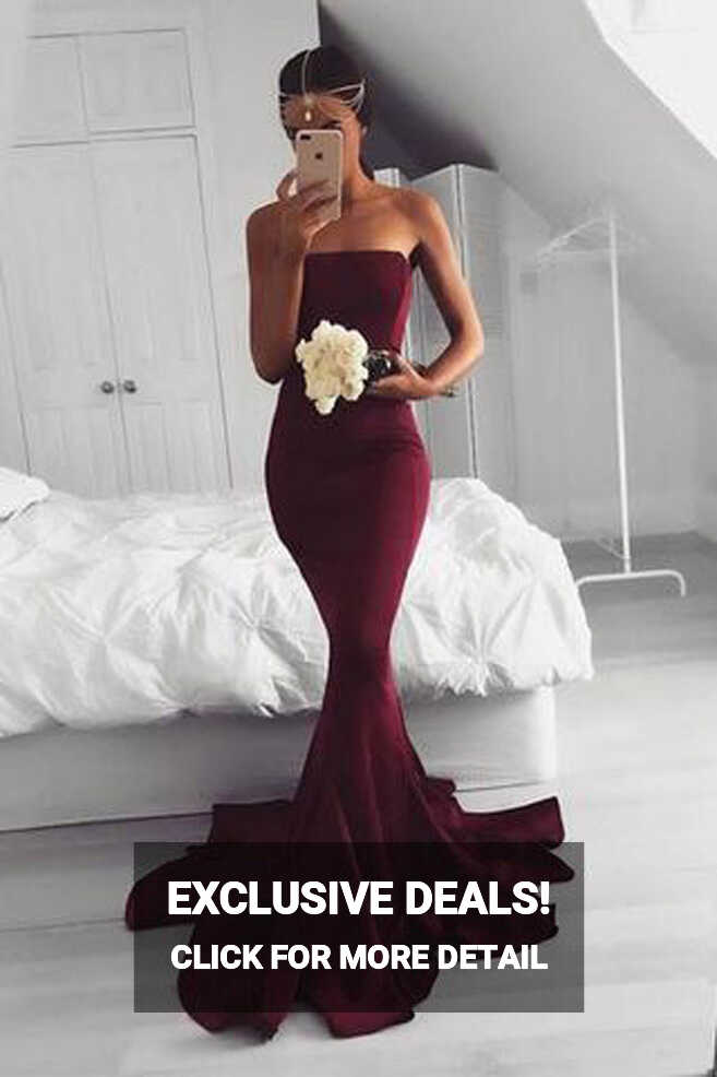 Prom Dress|Mermaid Burgundy Long Prom Dress, Burgundy Evening ...