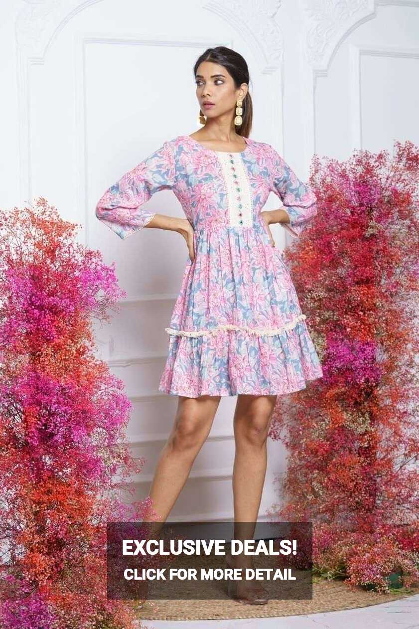 Psyna D 1805 Fancy Linen Print Stylish Short Frock Size Set Supplier