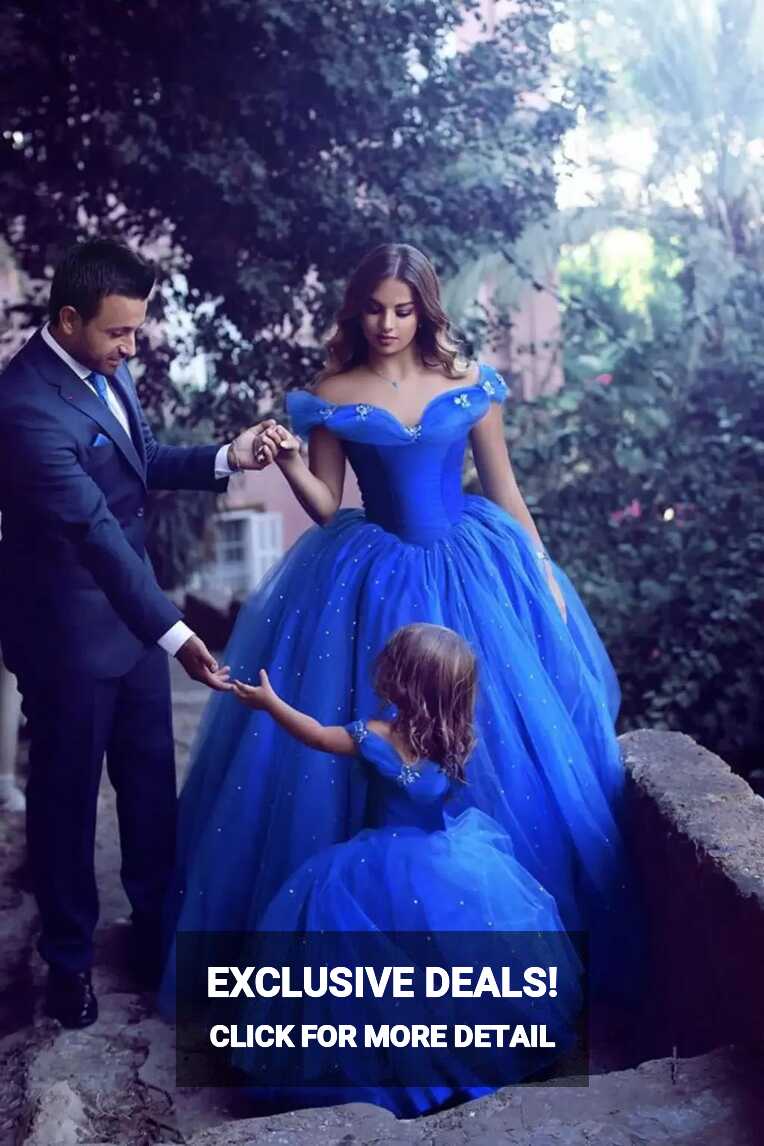 Puffy Royal Blue Prom Dresses Glamrous Cinderella Ball Gown Sexy ...