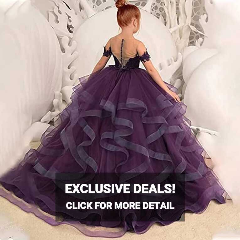 Puffy Tulle Lace Ball Gown Flower Girl Dresses Long Sleeve Girl ...