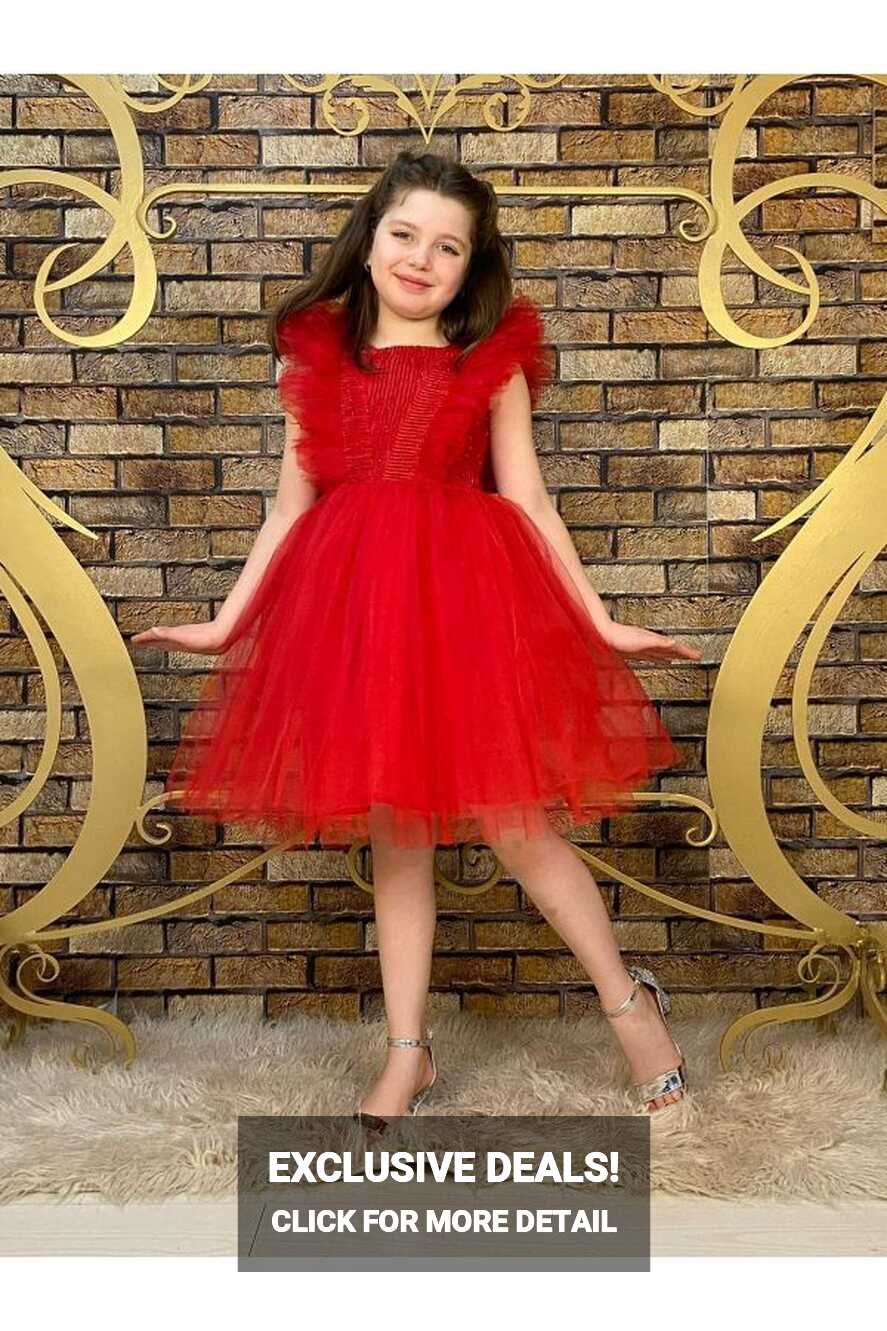 Pumpido Girl&#39;s Red Glitter Dress - Trendyol