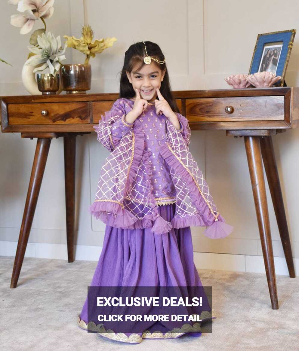 Purple Chanderi Lehenga for Girls – FayonKids