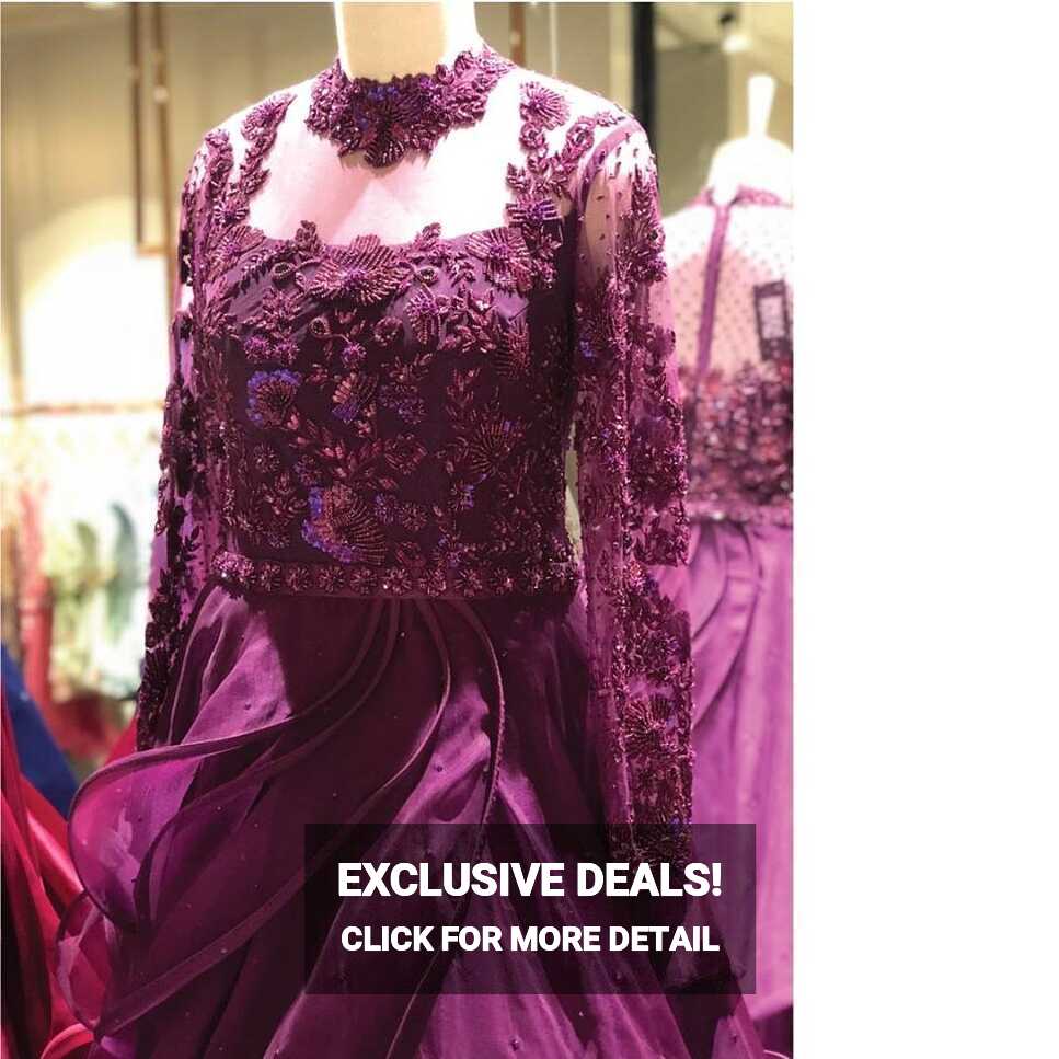 Purple Designer Embroidered Tissue Net Gown – Sulbha Fashions