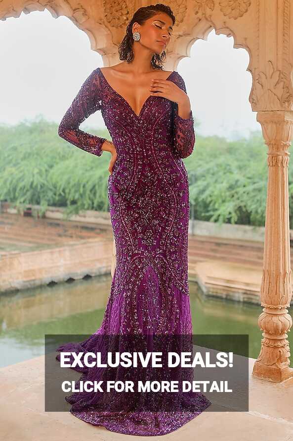 Purple Embellished Trail Gown Design by Jigar Mali at Pernia&#39;s Pop ...