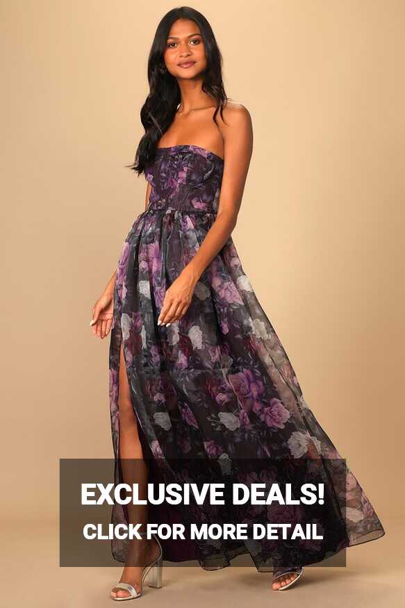 Purple Floral Maxi - Organza Floral Maxi - Poofy Floral Gown - Lulus